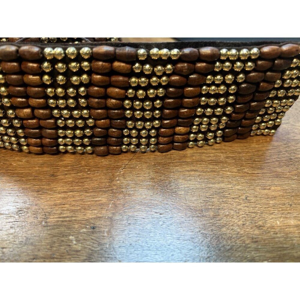 Raj Vintage Deadstock Y2K Brown Gold Beaded Boho Western One Size Belt NEW - Picture 4 of 9